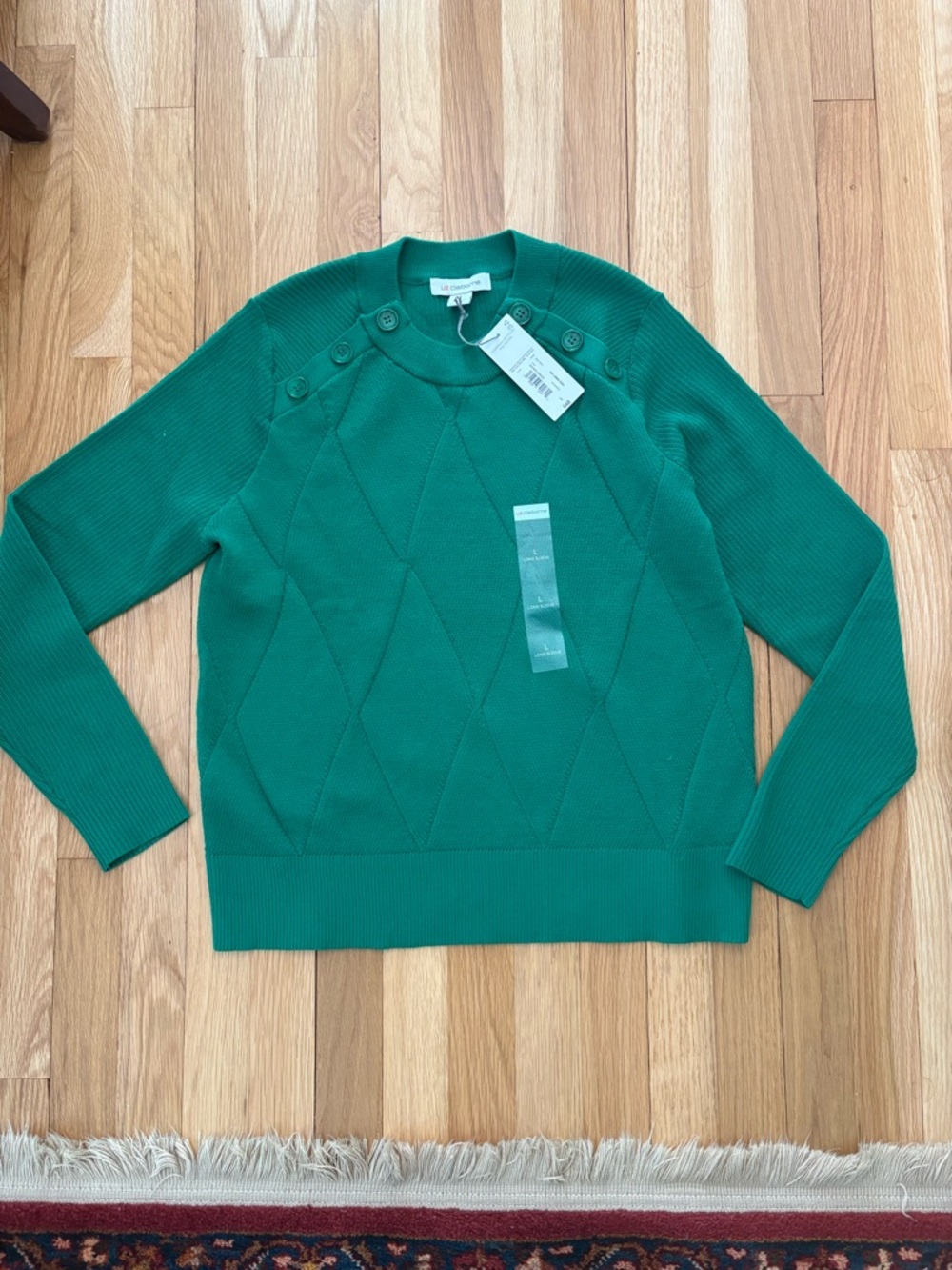 Liz Claiborne Emerald Green Diamond Knit Sweater